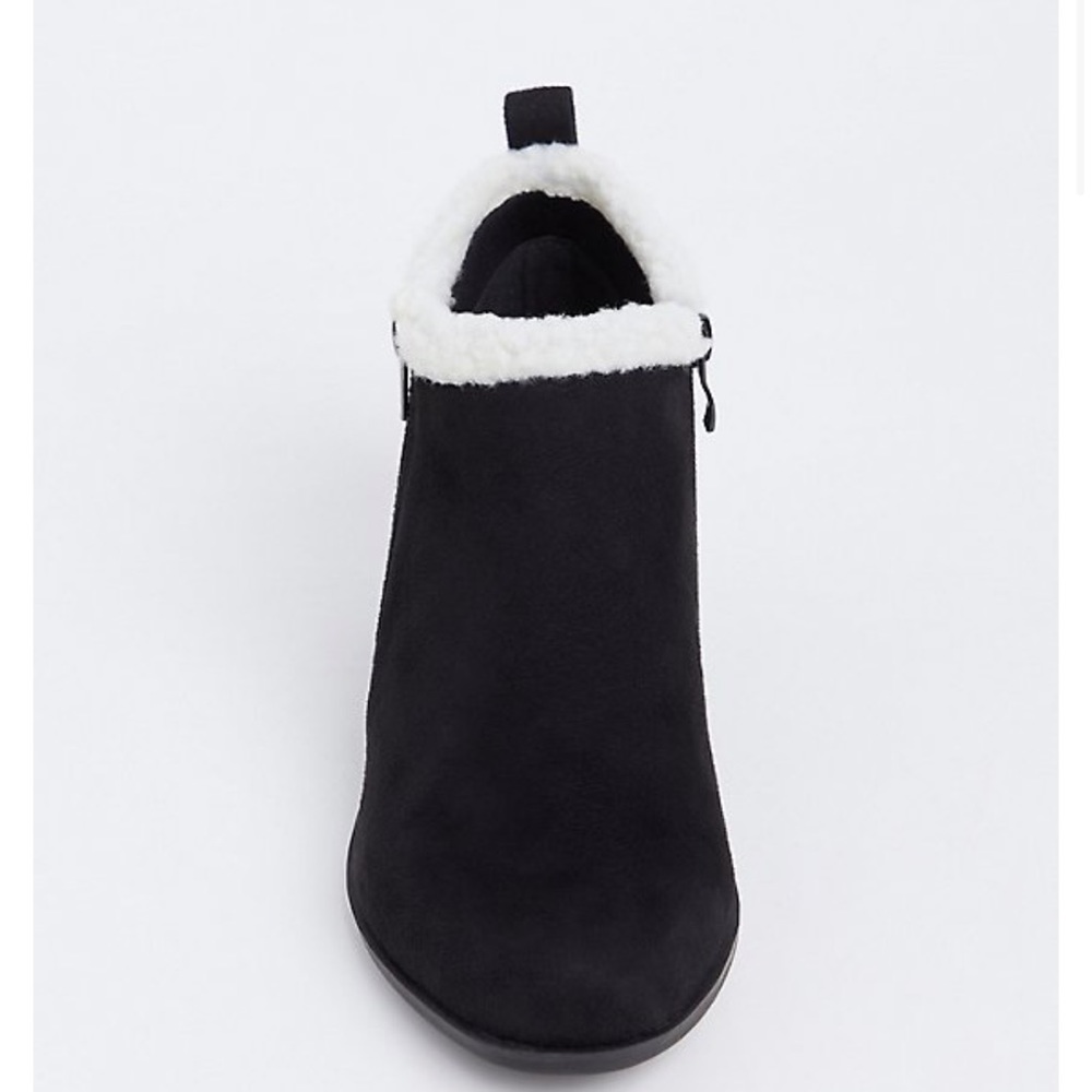 Torrid Black Faux Suade and Faux Shearling Ankle Boot